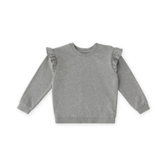 French Terry Toddler Ruffle Sweatshirt - Heather Grey- Front