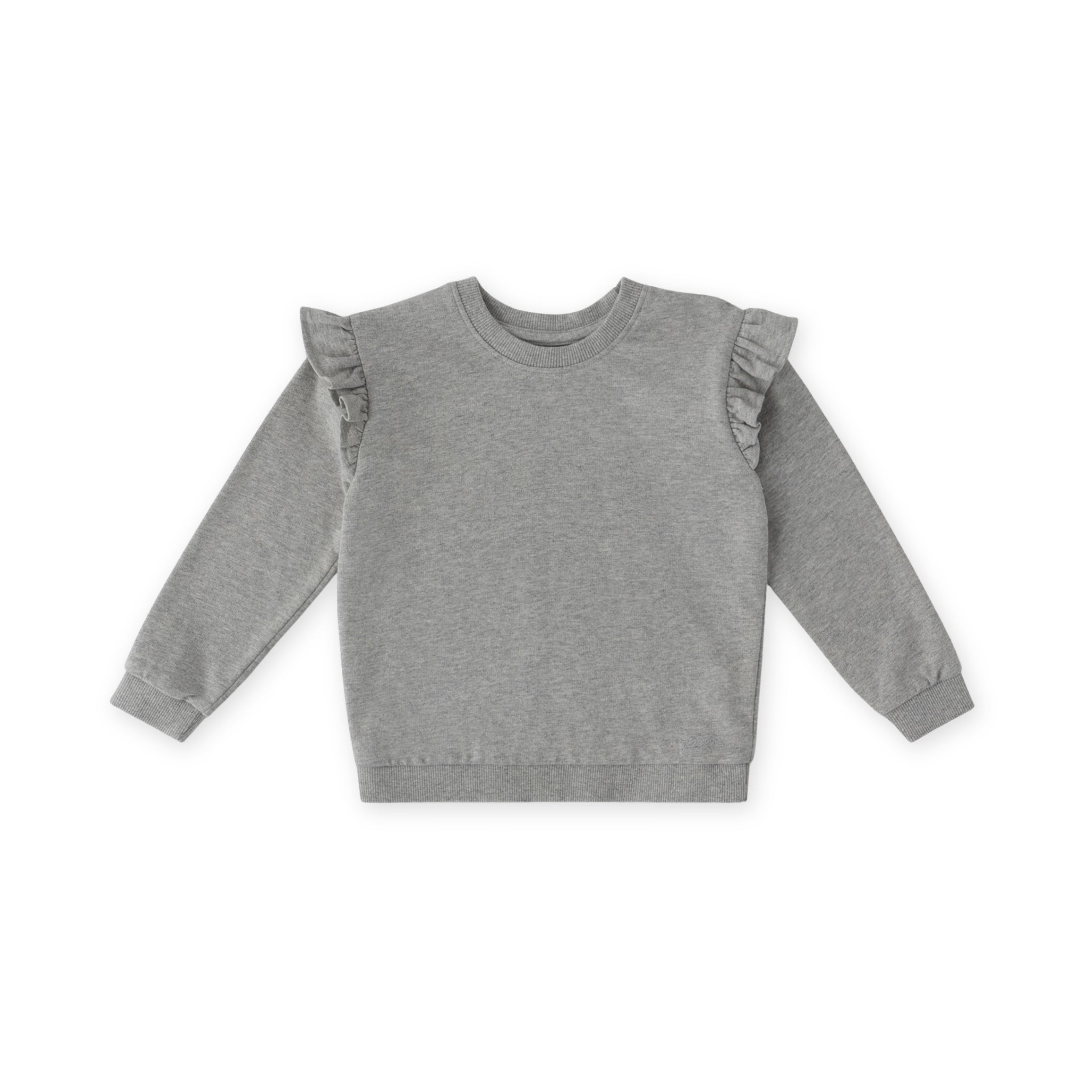 French Terry Toddler Ruffle Sweatshirt - Heather Grey- Front
