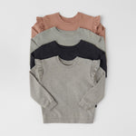 French Terry Toddler Ruffle Sweatshirt - Heather Grey- Group Flatlay