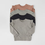 French Terry Toddler Ruffle Sweatshirt - Heather Grey- Group Flatlay