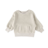 Pehr-Teddy Fleece Kids Dropped Shoulder Sweatshirt-Stone-1