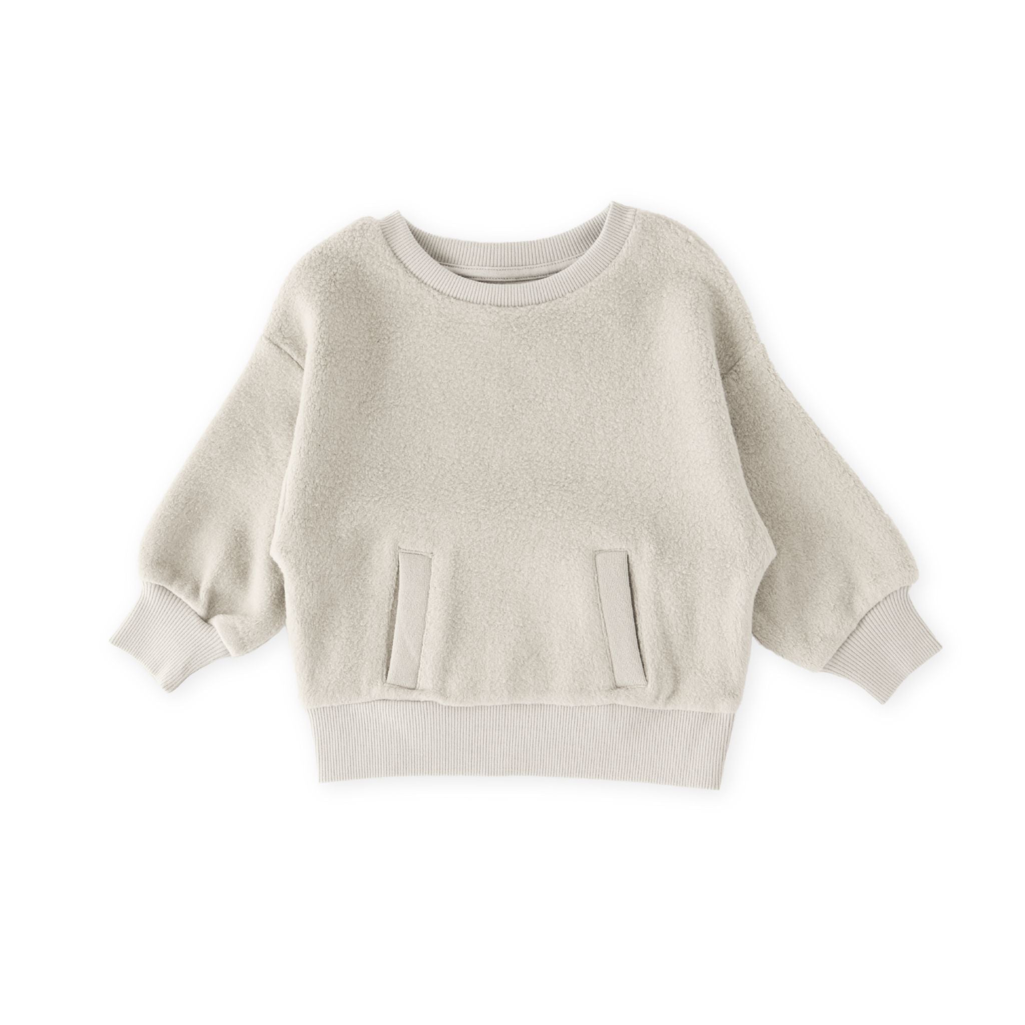 Pehr-Teddy Fleece Kids Dropped Shoulder Sweatshirt-Stone-1