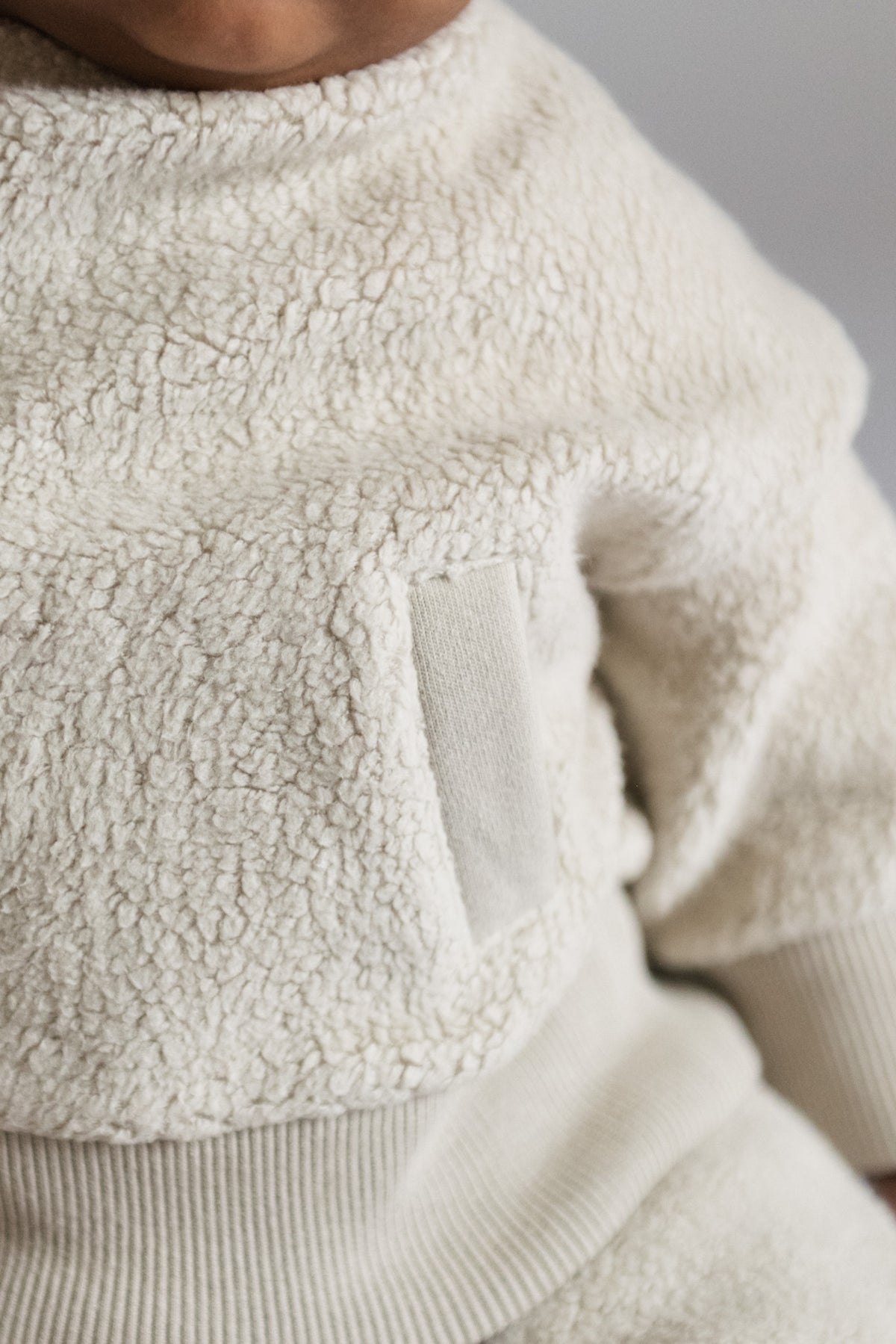 teddy fleece dropped shoulder sweatshirt stone pehr