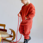 Teddy Fleece Dropped Shoulder Sweatshirt - Apple- Matching Set- Toddler