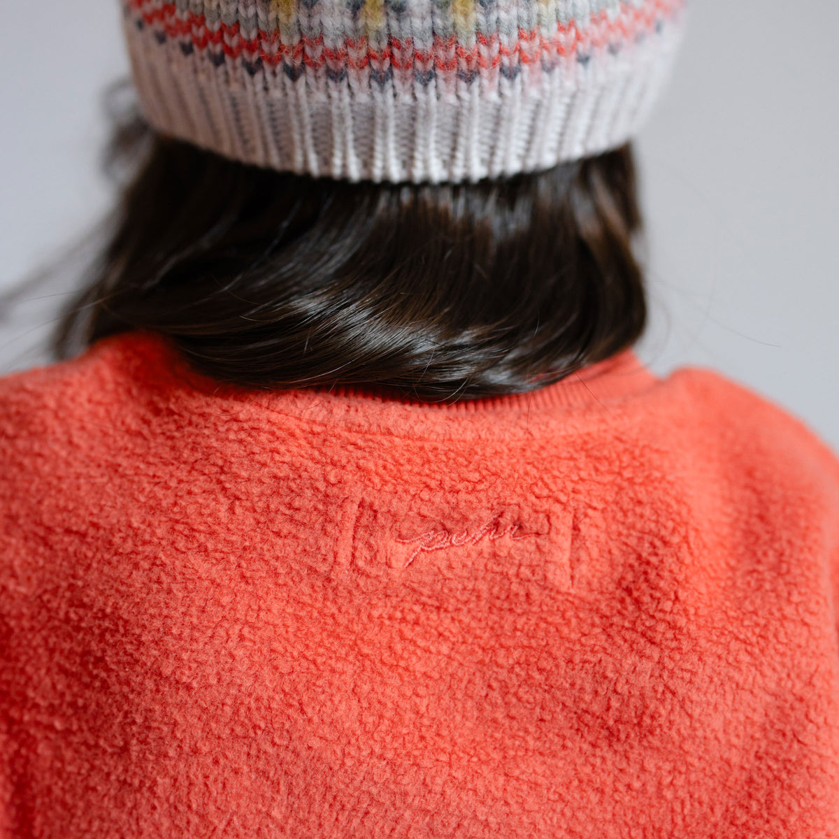 Teddy Fleece Dropped Shoulder Sweatshirt - Apple- Logo- Back