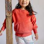 Teddy Fleece Dropped Shoulder Sweatshirt - Apple- Kangaroo Pocket- Soft