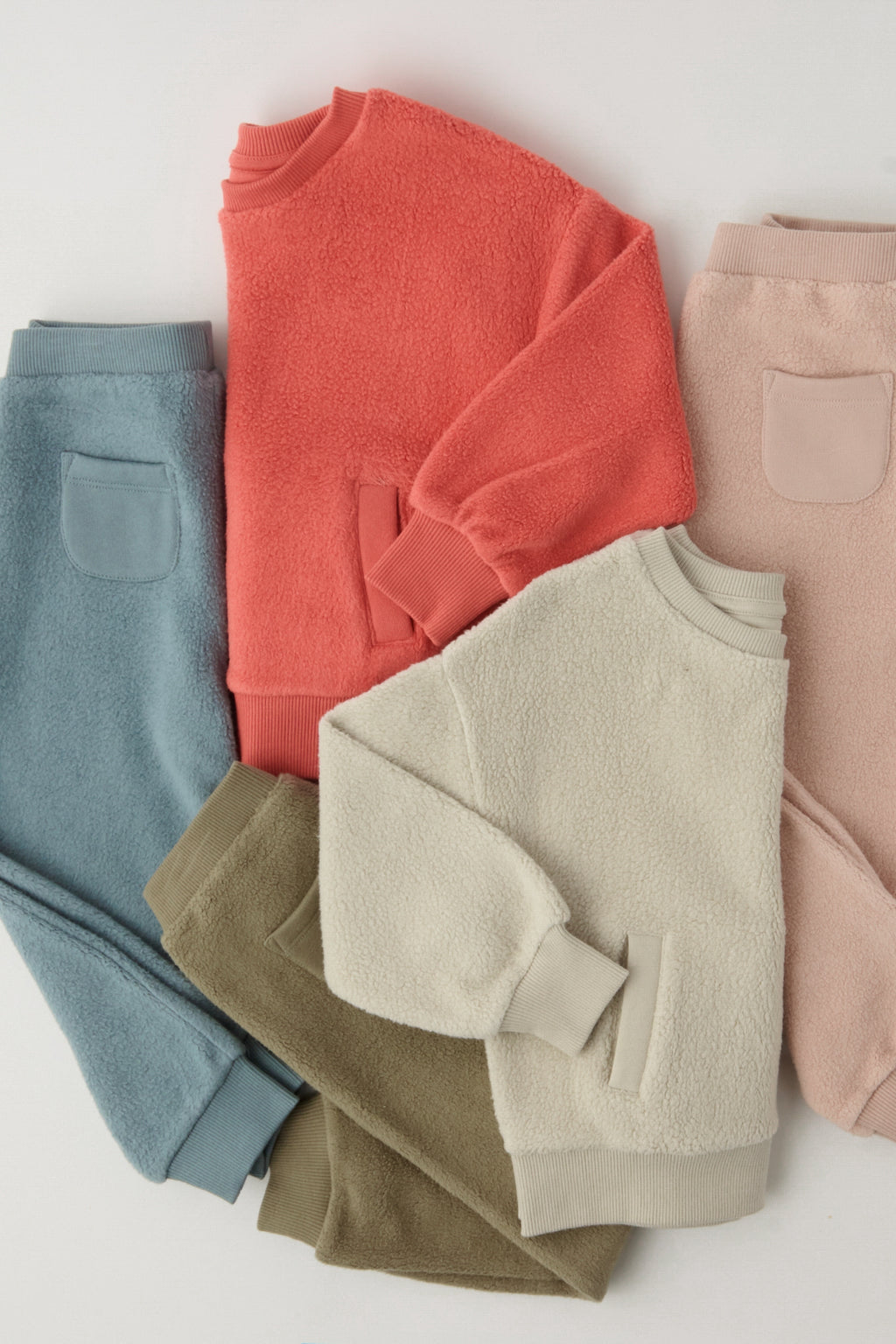 Teddy Fleece Dropped Shoulder Sweatshirt - Apple- Collection Flat Lay