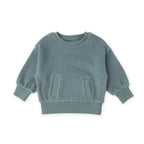 Teddy Fleece Dropped Shoulder Sweatshirt - Slate Blue