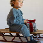 Teddy Fleece Dropped Shoulder Sweatshirt - Slate Blue- On Toddler- Fuzzy Soft- Matching Set- Boot