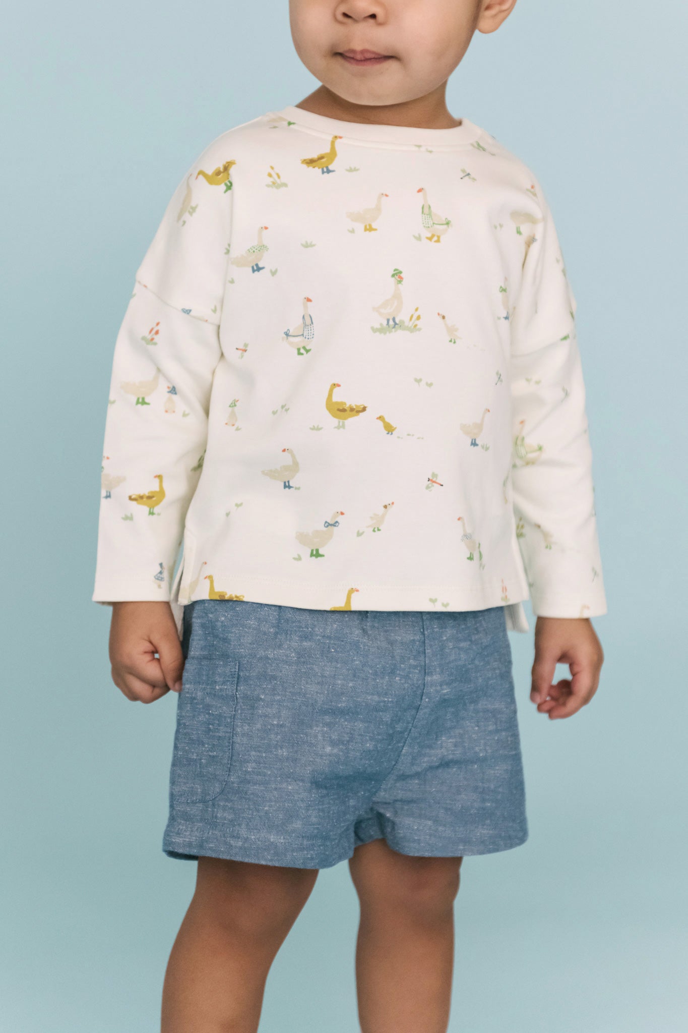 Pehr-Dropped Shoulder Long Sleeve Toddler Top-Duck Duck Goose-2