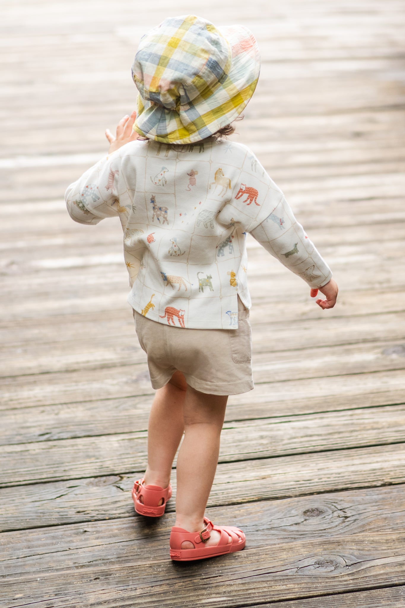 Dropped Shoulder Long Sleeve Top - Animal Shuffle