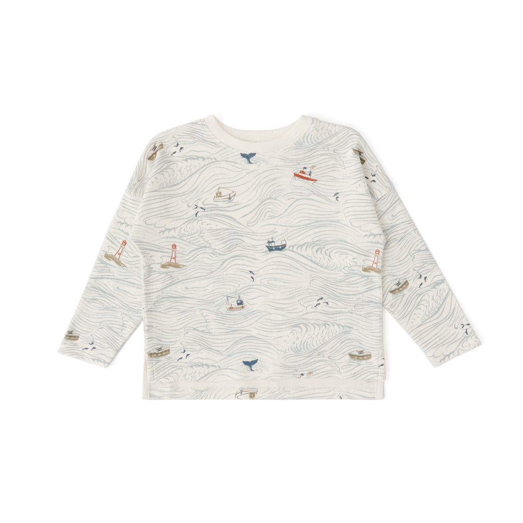 Dropped Shoulder Long Sleeve Toddler Top - High Seas