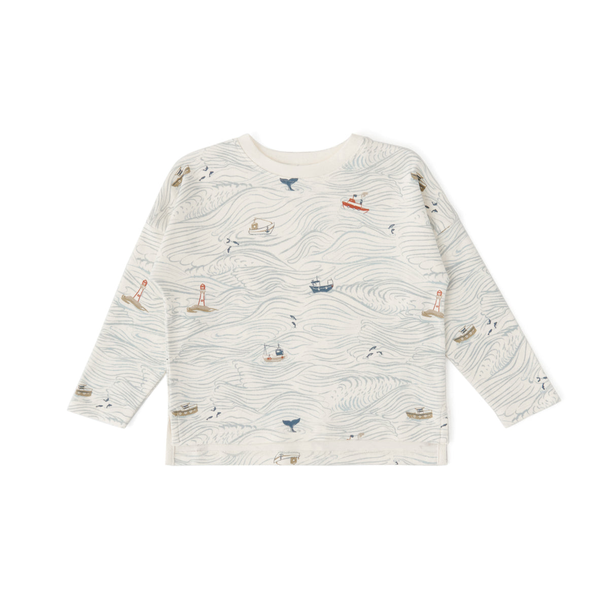 Dropped Shoulder Long Sleeve Toddler Top - High Seas