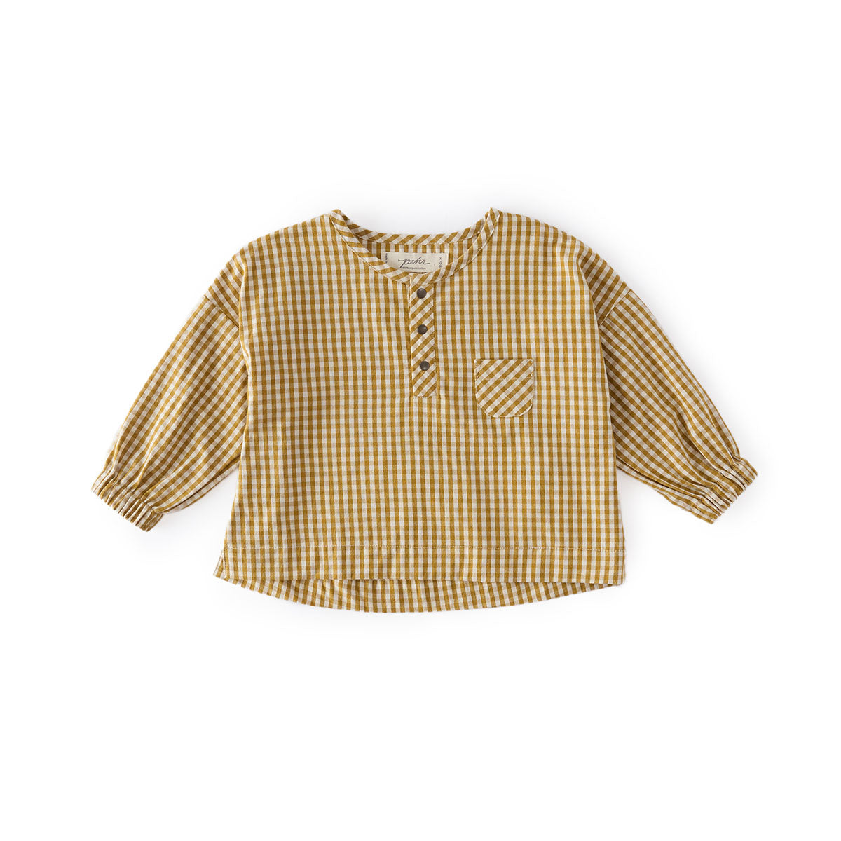 Pehr-Gingham Long Sleeve Top-Dijon-1