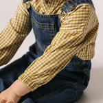 Pehr-Kids Gingham Long Sleeve Top-Dijon-2