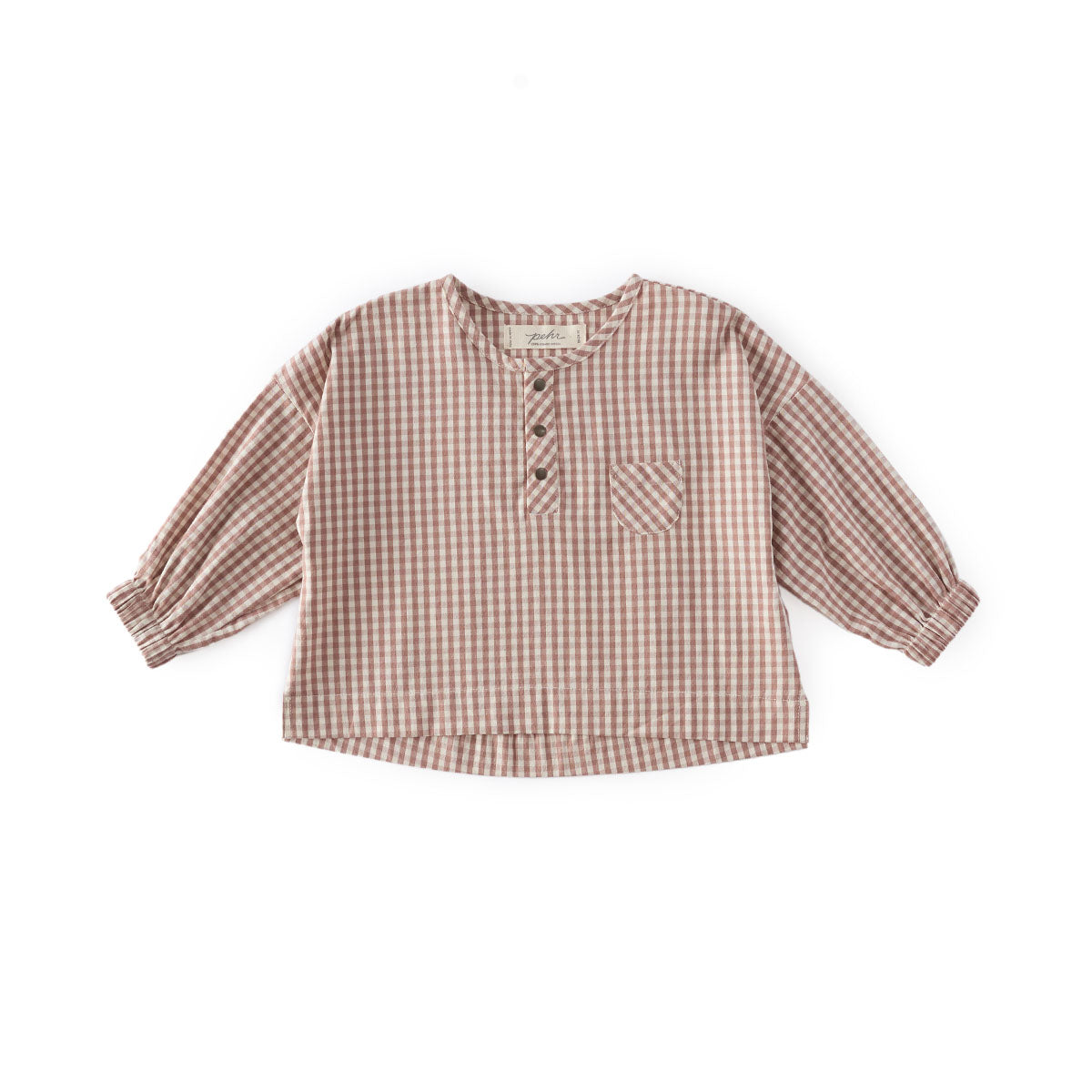 Pehr-Gingham Long Sleeve Top-Thistle-1