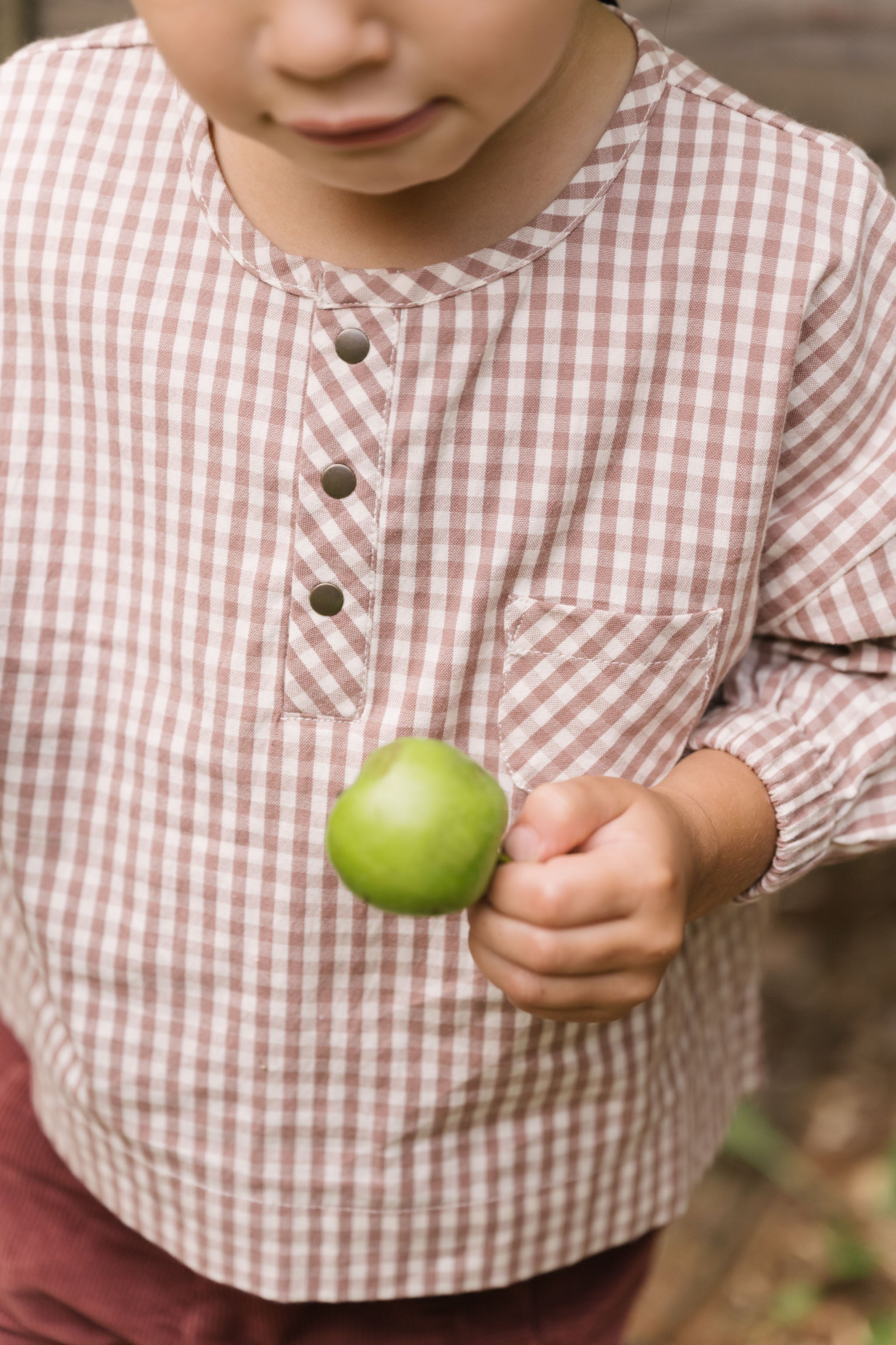 Pehr-Kids Gingham Long Sleeve Top-Thistle-2