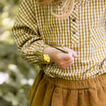 Pehr-Kids Gingham Long Sleeve Top-Dijon-2