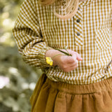 Pehr-Kids Gingham Long Sleeve Top-Dijon-2