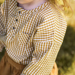 Pehr-Kids Gingham Long Sleeve Top-Dijon-3