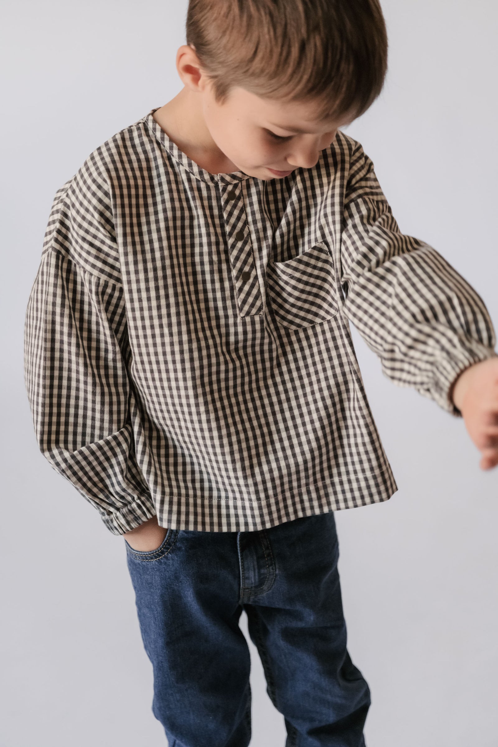 Kids Gingham Long Sleeve Top