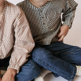 Pehr-Kids Gingham Long Sleeve Top-Indigo-4