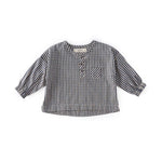 Pehr-Kids Gingham Long Sleeve Top-Indigo-1