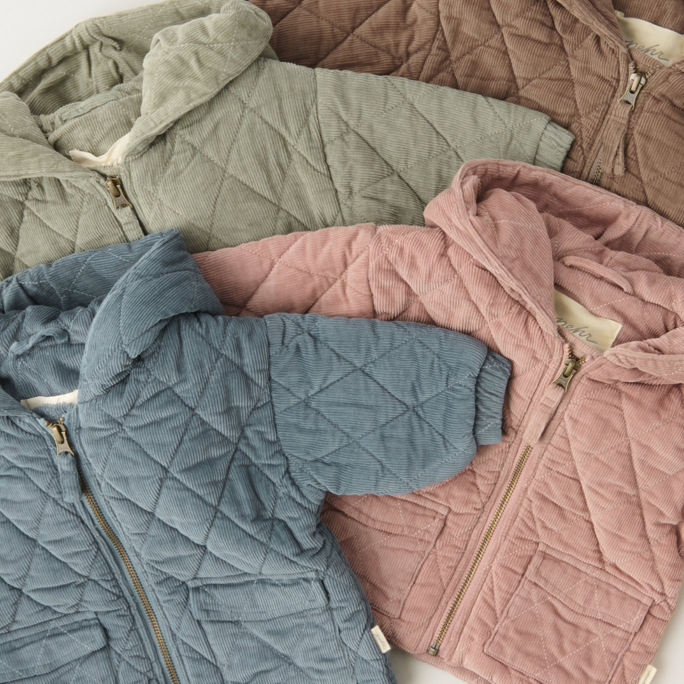 Corduroy Quilted Jacket - Group Flat Lay