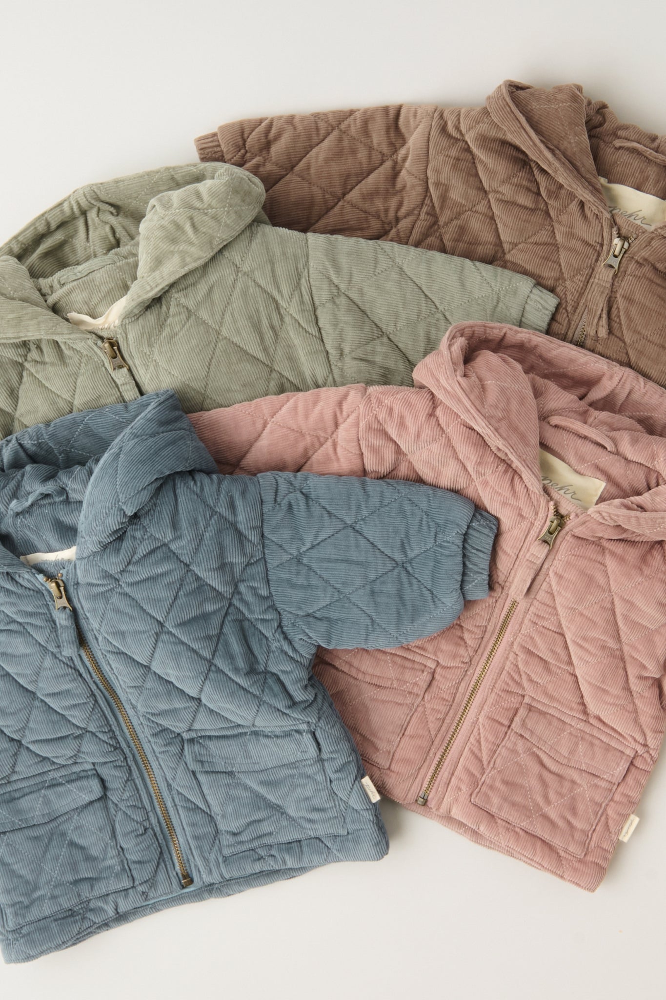 Corduroy Quilted Jacket - Group Flat Lay