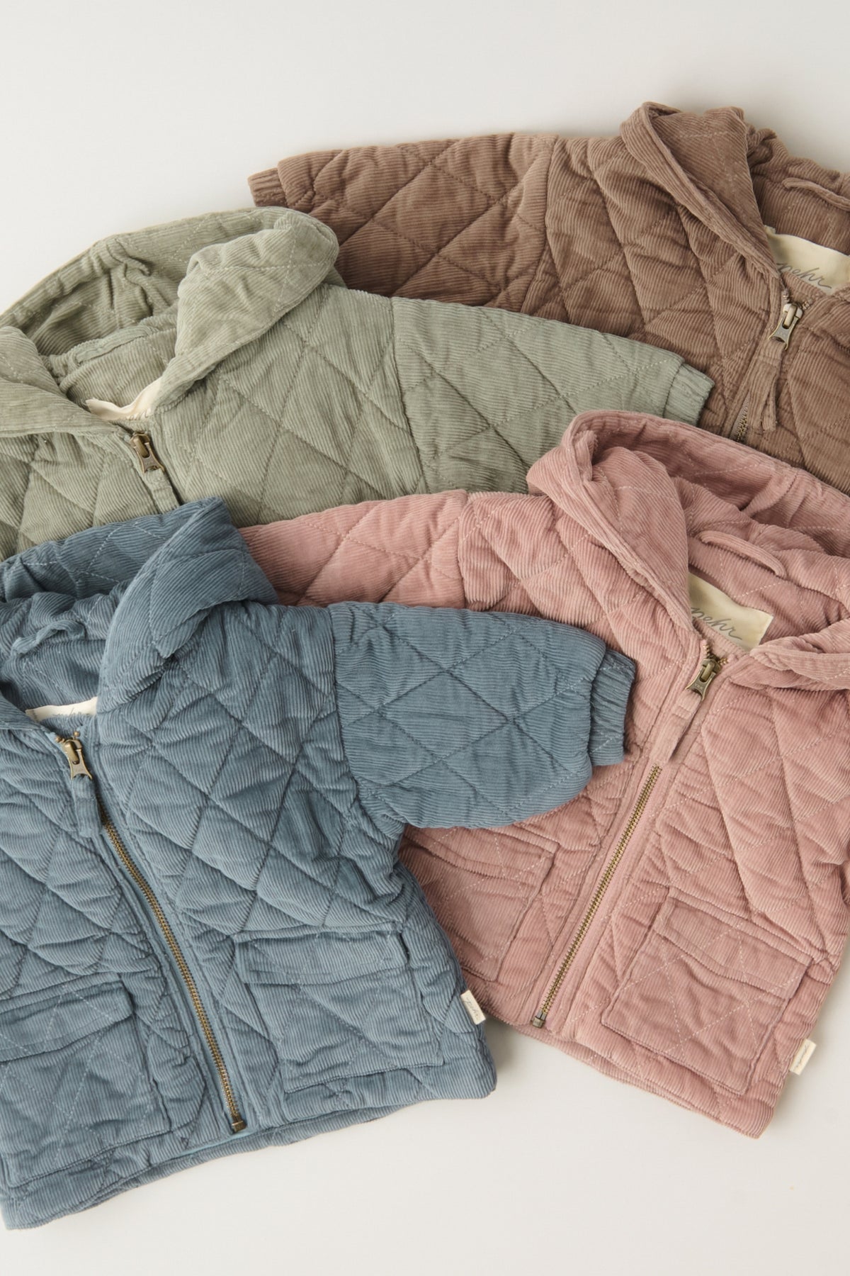 Corduroy Quilted Jacket - Group Flat Lay