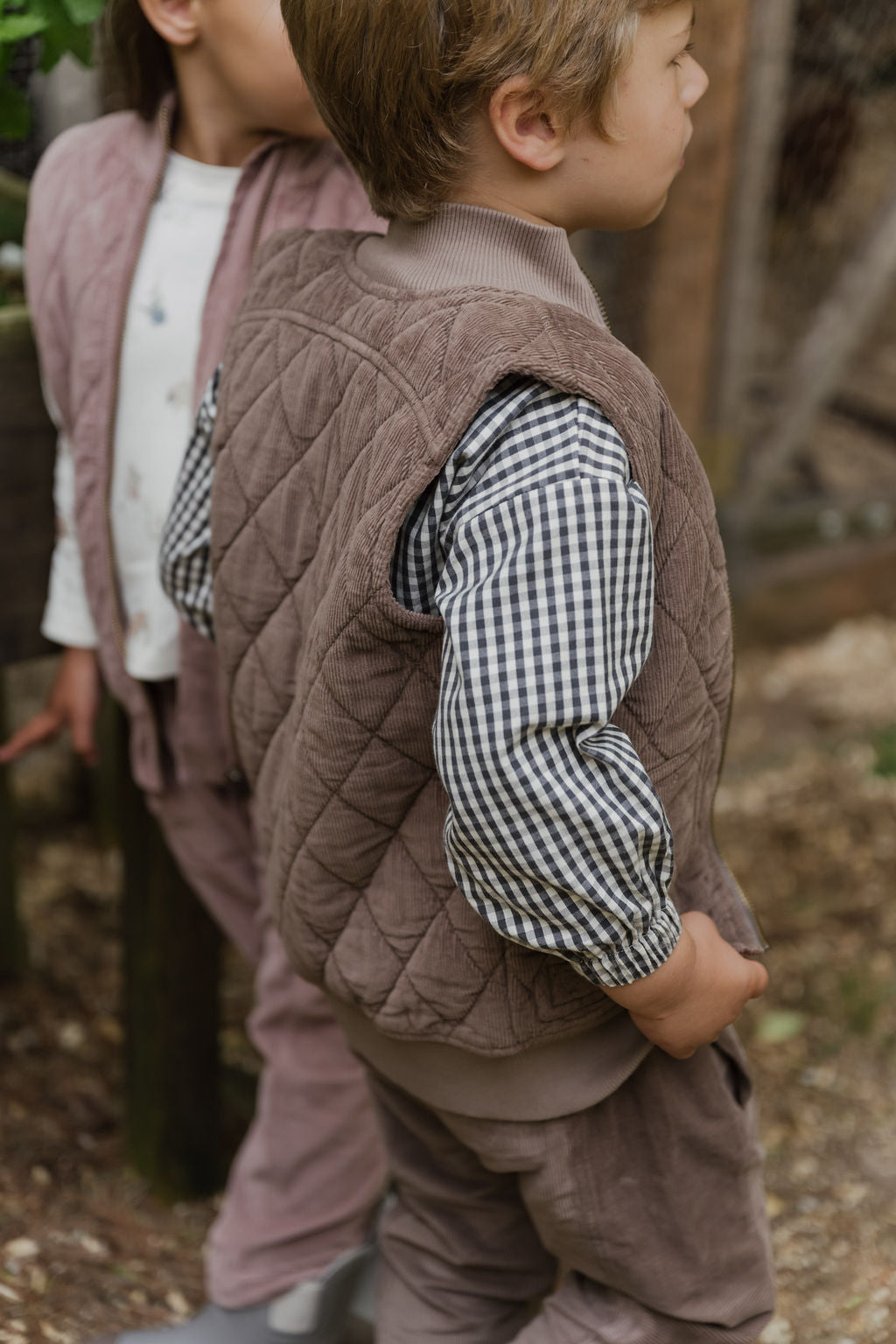 Pehr-Corduroy Kids Quilted Vest-Portobello-3