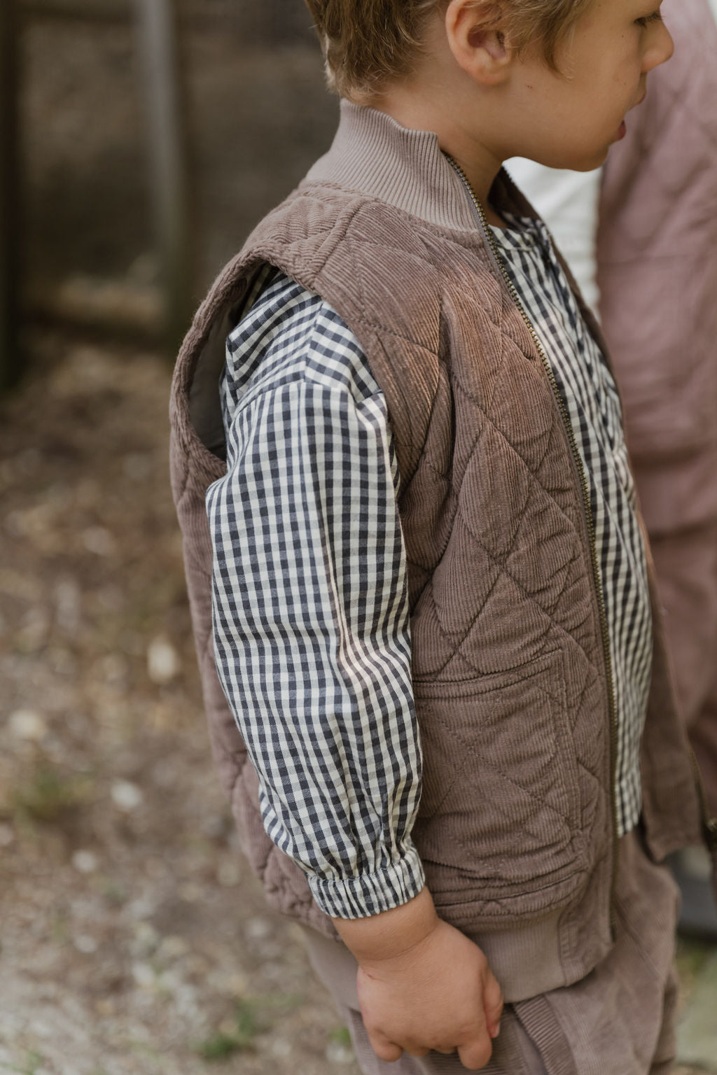 Pehr-Corduroy Kids Quilted Vest-Portobello-2