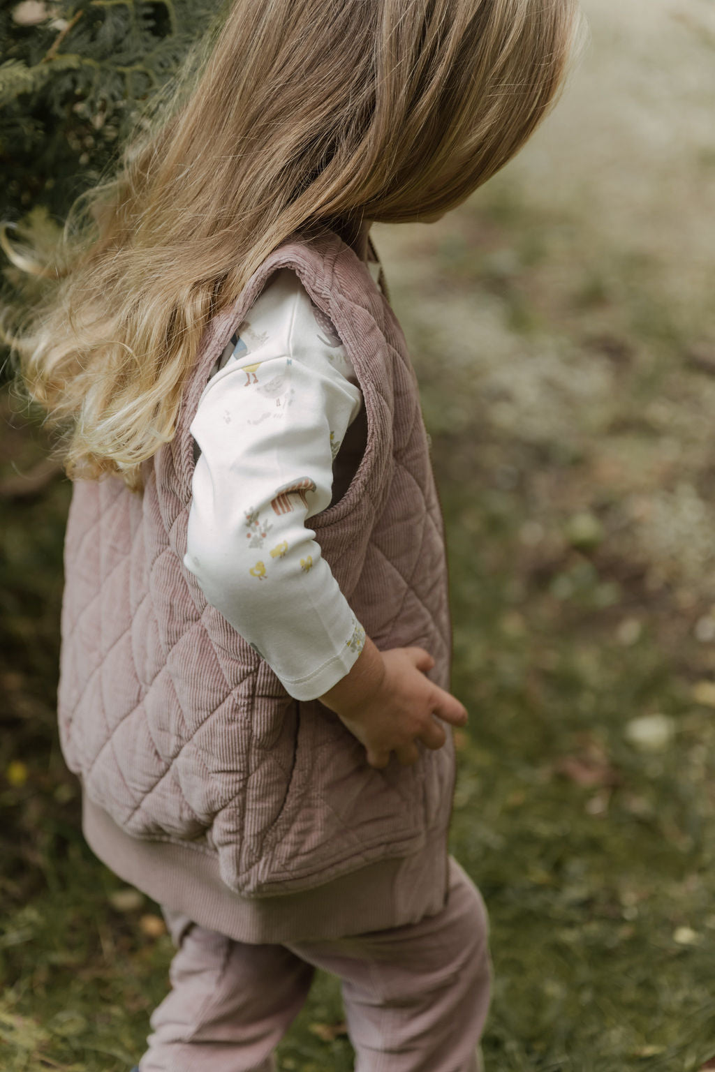 Pehr-Corduroy Kids Quilted Vest-Thistle-3