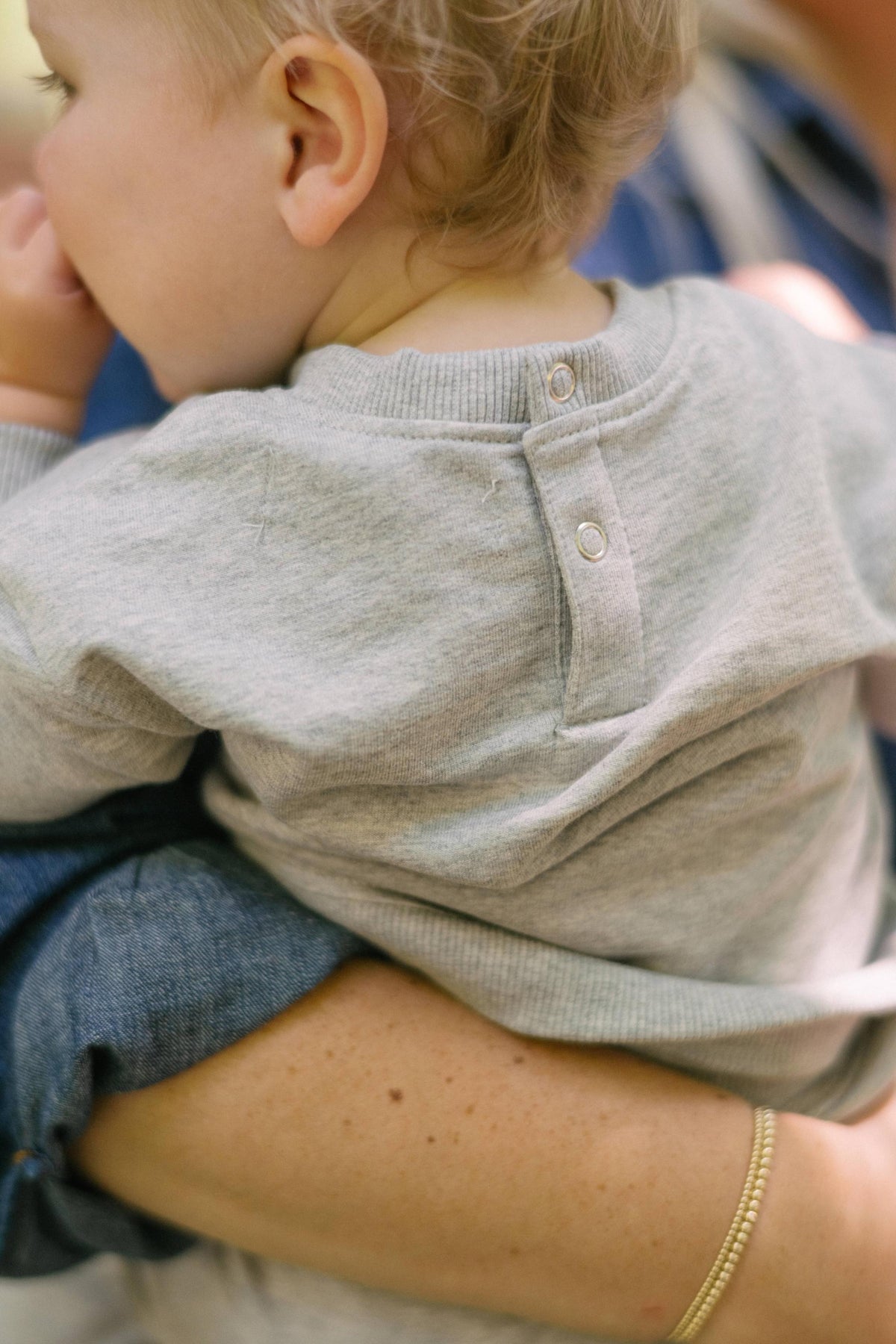 French Terry Pocket Sweatshirt - Heather Grey- On Model- Back- Up Close