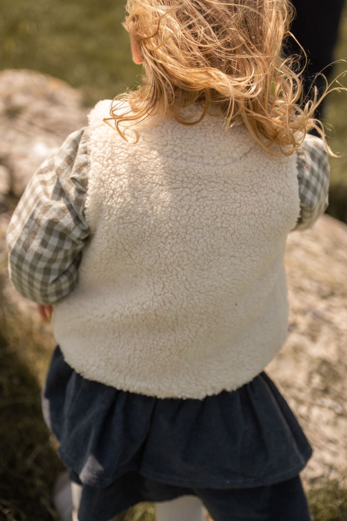 Sherpa Vest - Natural- Back Of Toddler