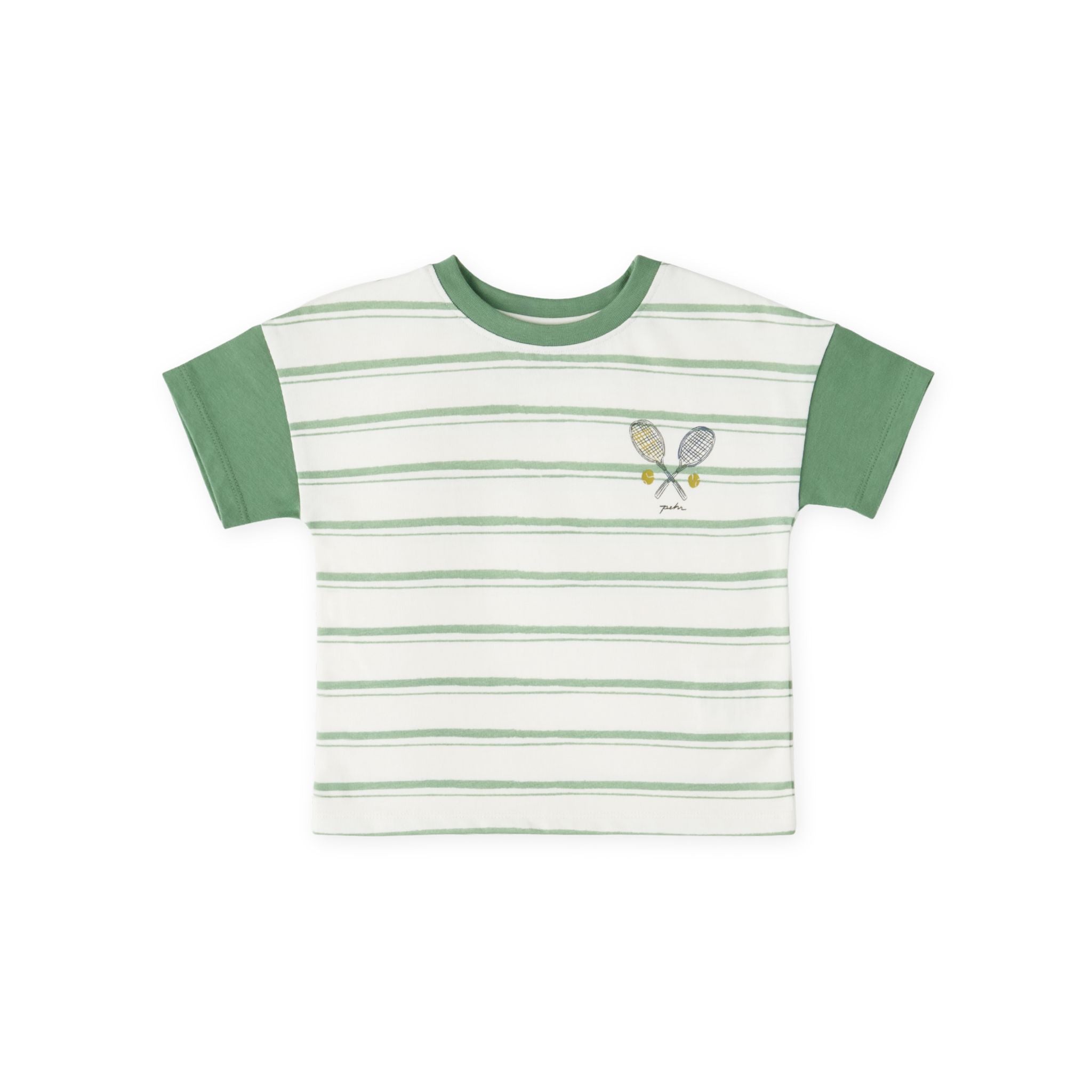 tennis dropped shoulder t shirt court side in greens pattern short sleeve