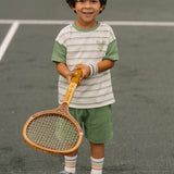 tennis dropped shoulder t shirt court side short sleeve