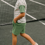 tennis dropped shoulder t shirt court side short sleeve