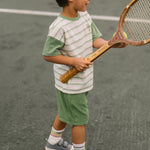 tennis dropped shoulder t shirt court side short sleeve