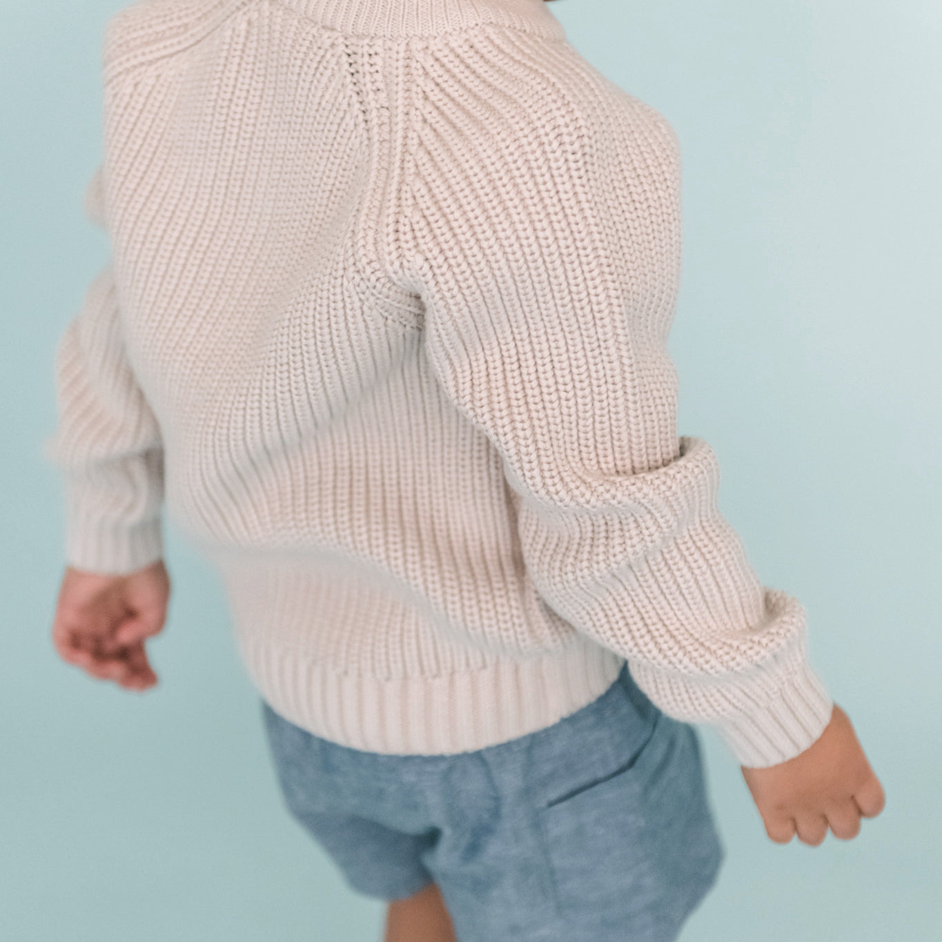 Pehr-Cotton Knit Toddler Sweater-Stone-2