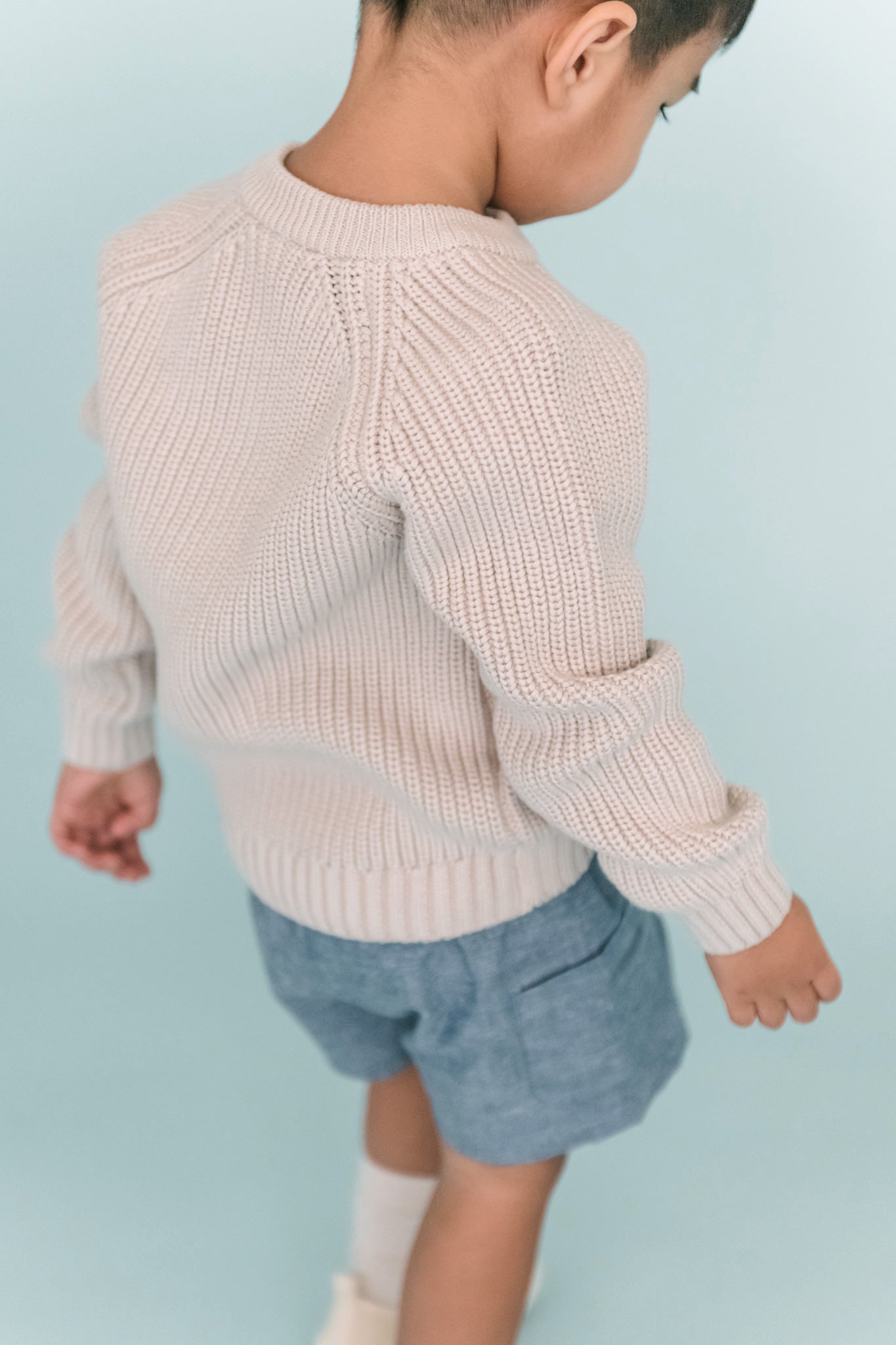 Pehr-Cotton Knit Toddler Sweater-Stone-2