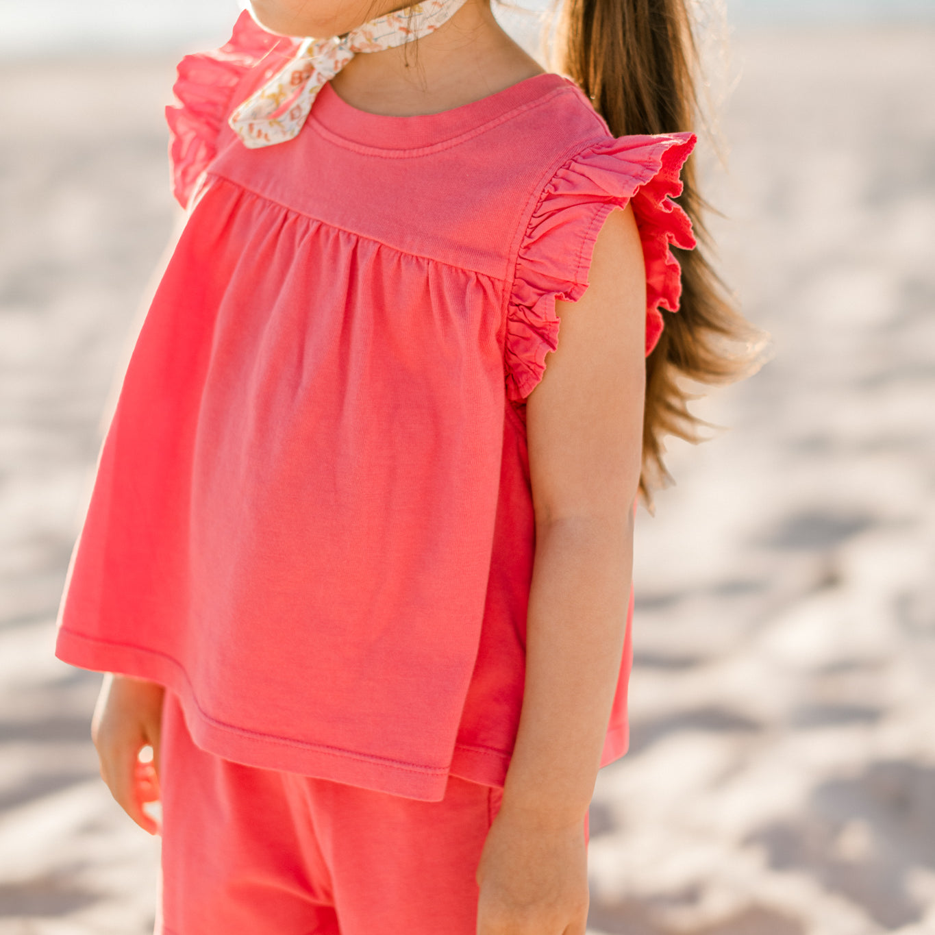 Pehr-Garment Dye Ruffle TShirt-Raspberry-2