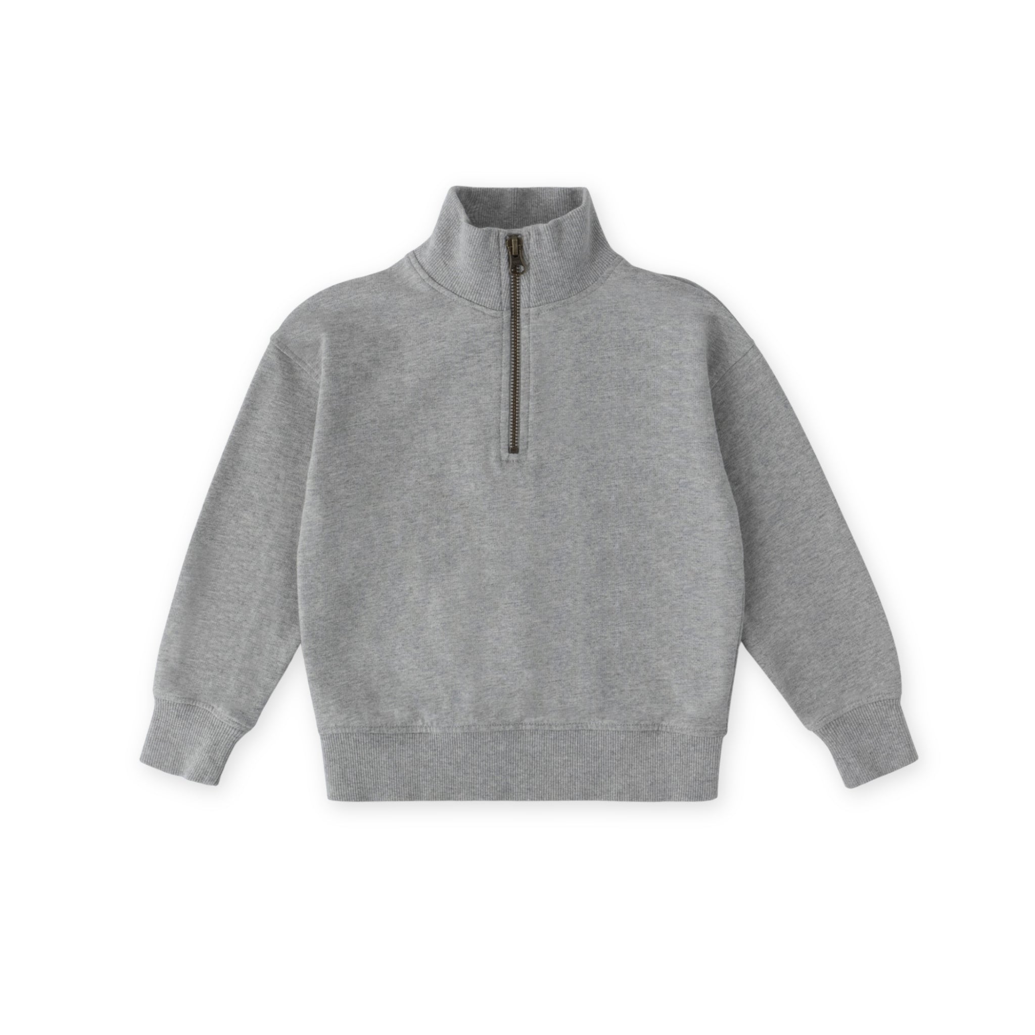 French Terry 1/4 Zip Sweatshirt - Heather Grey- Front