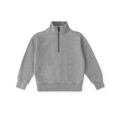 French Terry 1/4 Zip Sweatshirt - Heather Grey- Front