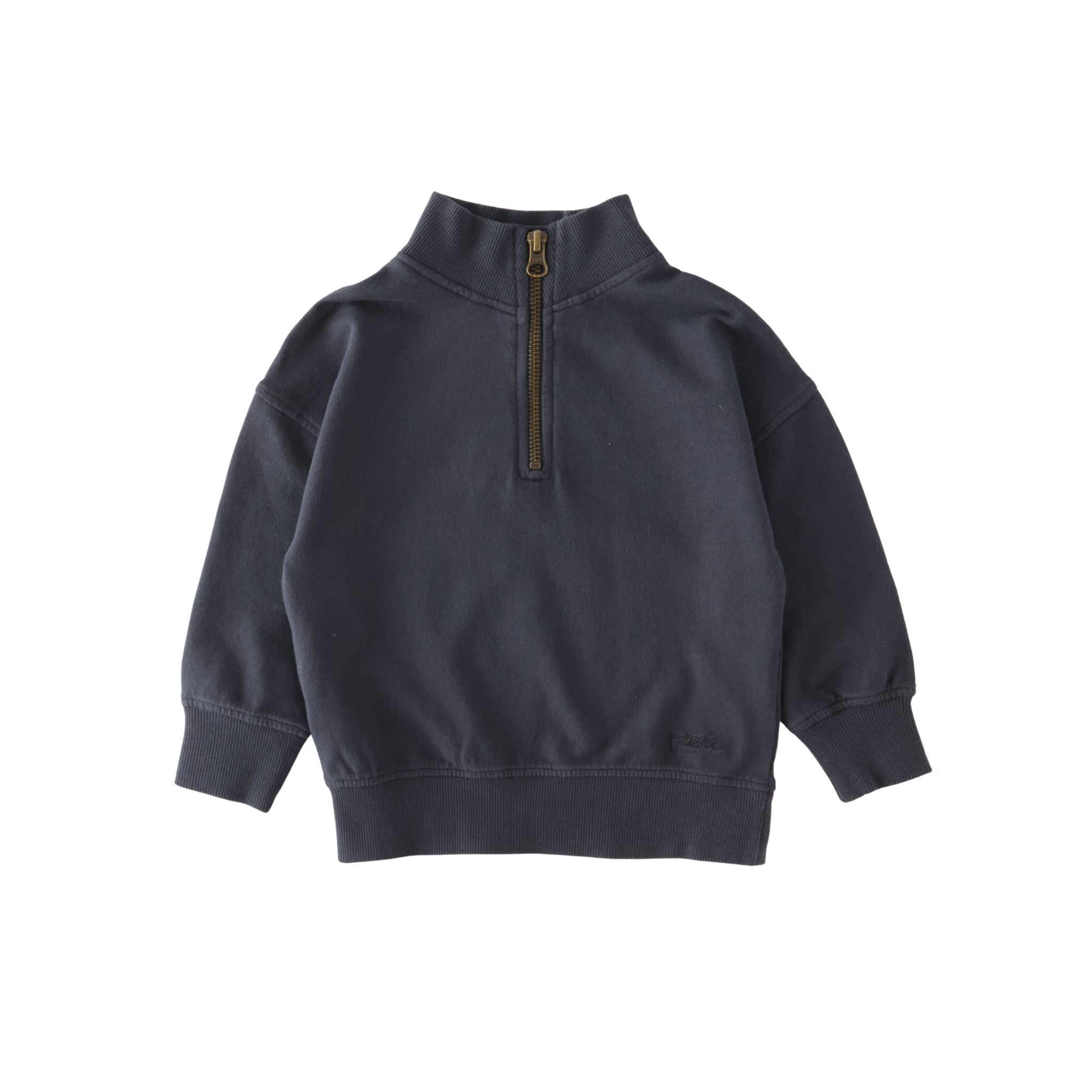 french terry 1/4 zip sweatshirt ink blue in blues pattern pehr sweater 1