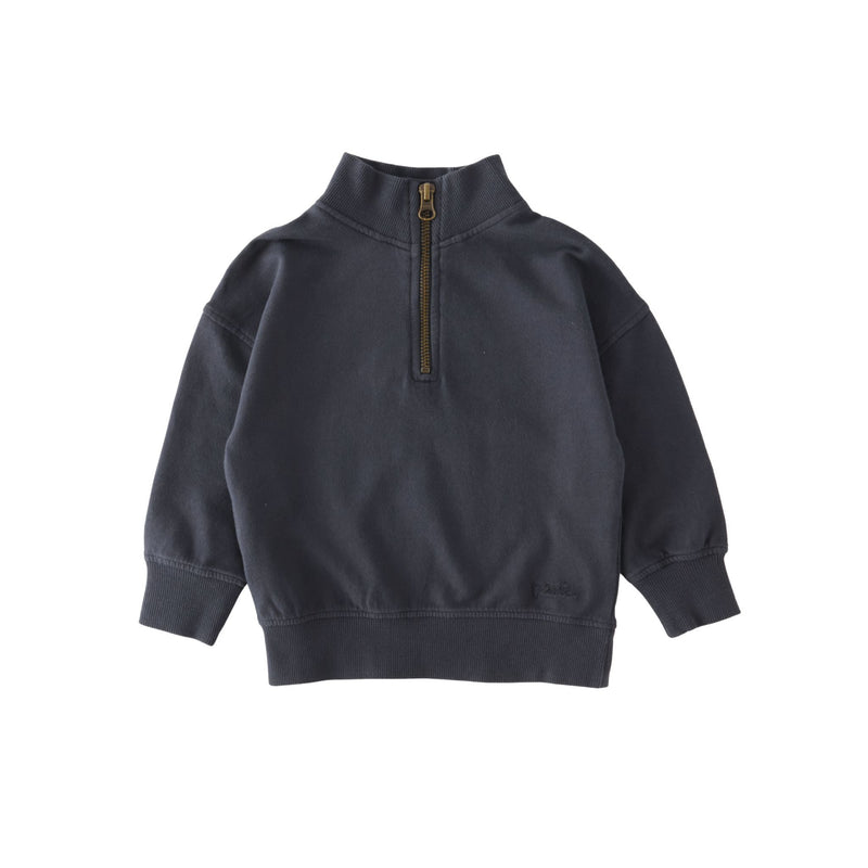 French Terry 1/4 Zip Sweatshirt - Ink Blue