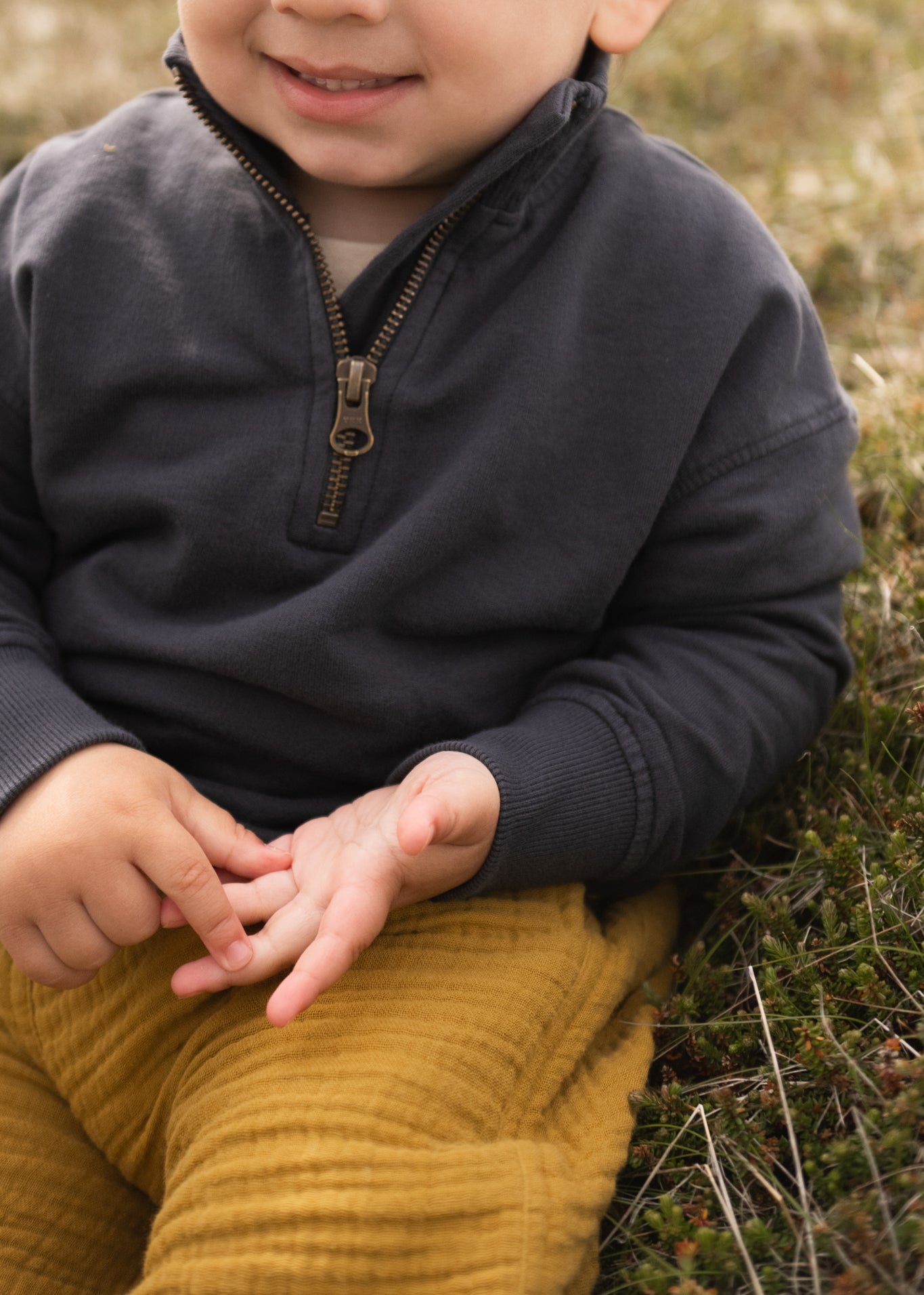 Pehr-French Terry 1/4 Zip Sweater-Ink Blue-5