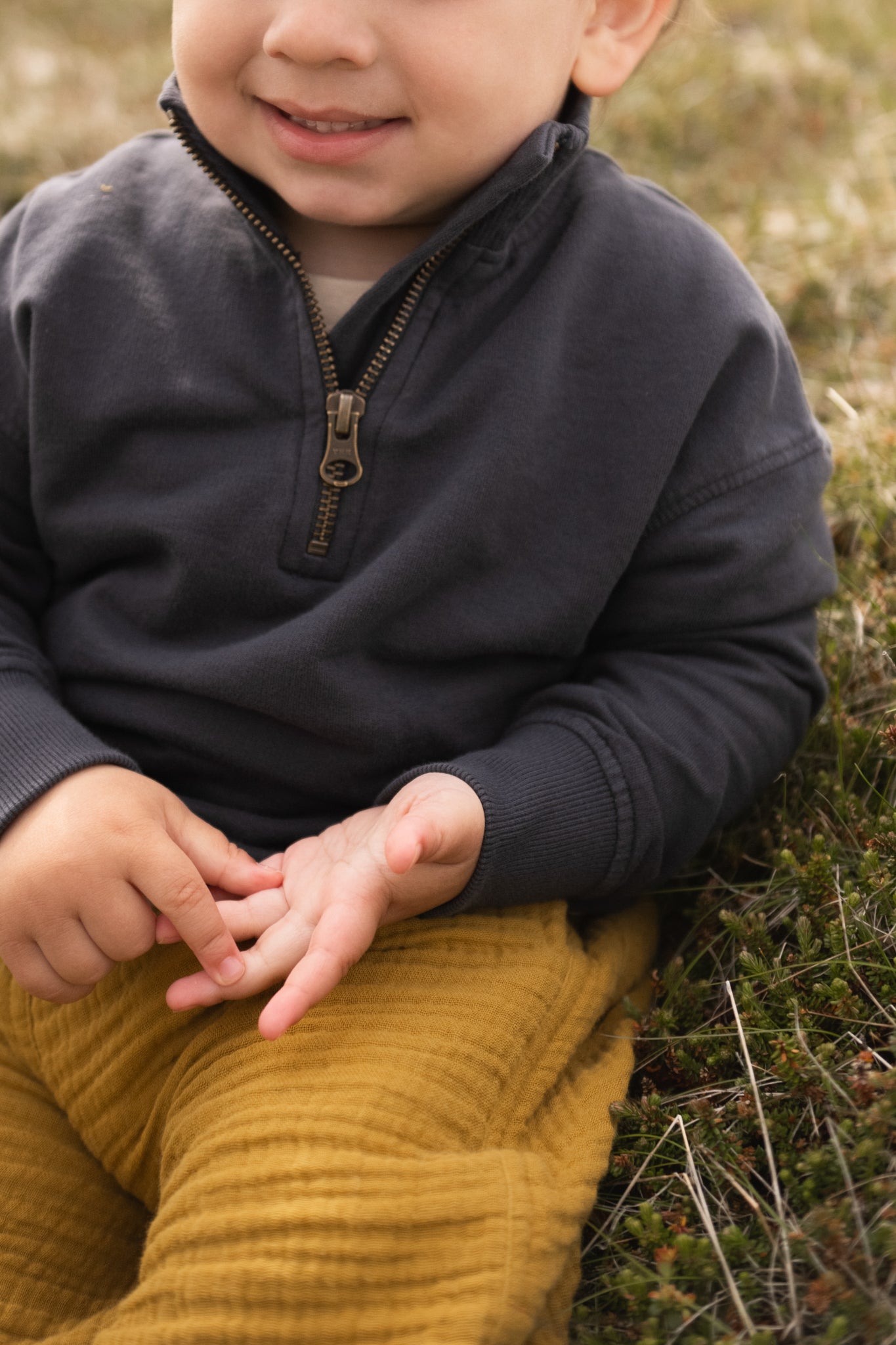 Pehr-French Terry 1/4 Zip Sweater-Ink Blue-5