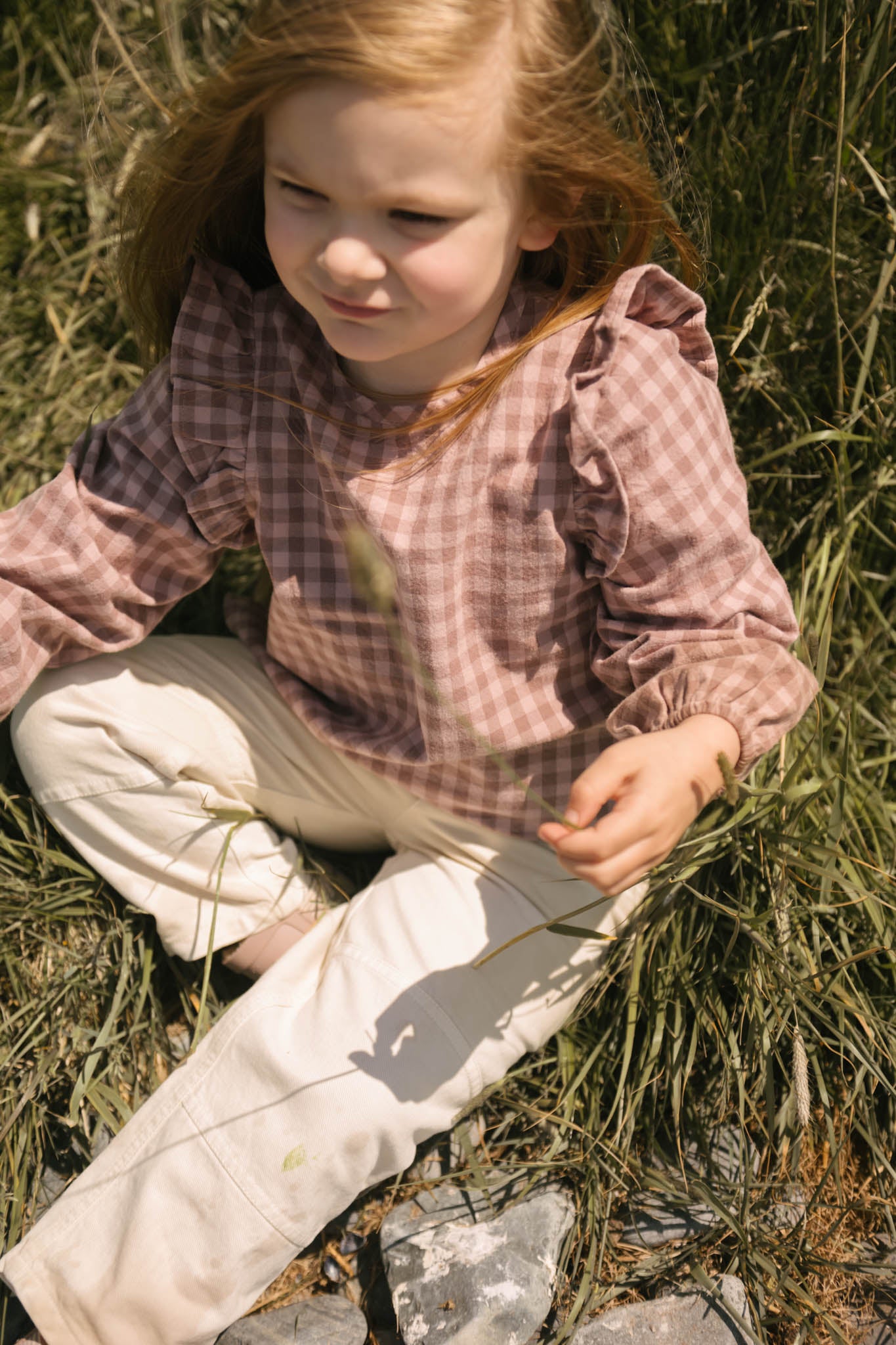 Pehr-Flannel Ruffle Top-Thistle/Light Thistle-5