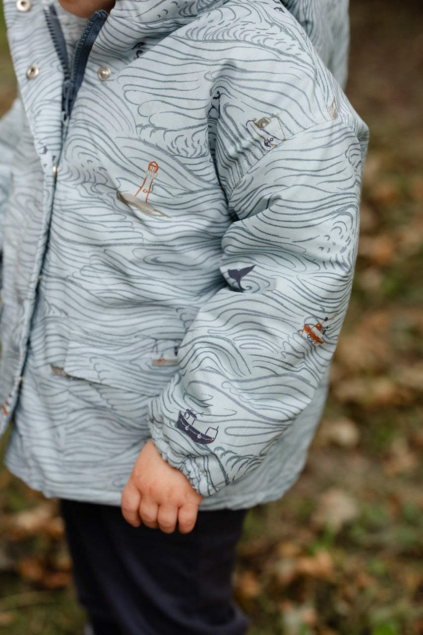 Sherpa Lined Storm Jacket - High Seas - Blue- Toddler- Side